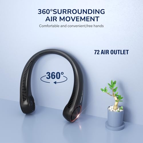 Morelax Neck Fan, Portable Neck Fan,Hands Free Bladeless Mini Fan with 360°Cooling Airflow, 3 Speeds Adjustable,Ultra Quiet W