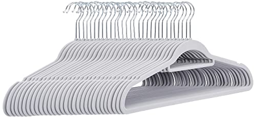 Amazon Basics Slim Velvet Non-Slip Suit Hangers - 30-Pack, Black/Silver