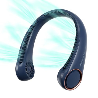 Morelax Neck Fan, Portable Neck Fan,Hands Free Bladeless Mini Fan with 360°Cooling Airflow, 3 Speeds Adjustable,Ultra Quiet W