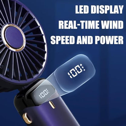 Jsdoin Hand Held Fan,Portable Handheld USB Rechargeable Fans with 5 Speeds,Battery Operated Mini Fan Foldable Desk Desktop Fa