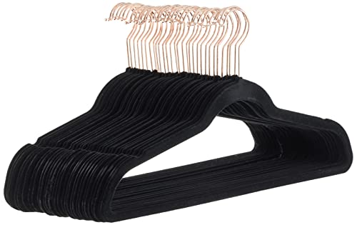 Amazon Basics Slim Velvet Non-Slip Suit Hangers - 30-Pack, Black/Silver