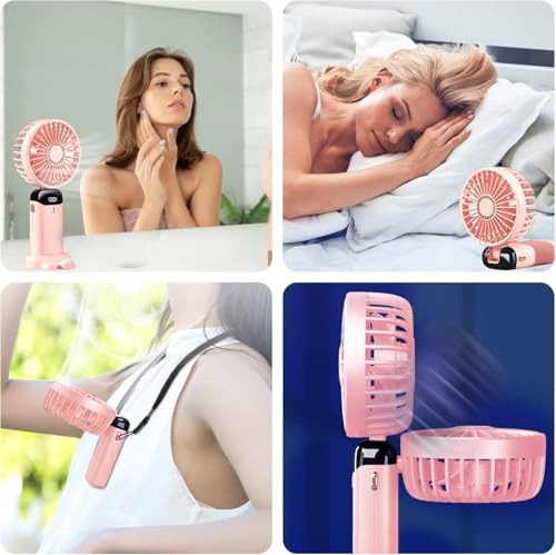 Jsdoin Hand Held Fan,Portable Handheld USB Rechargeable Fans with 5 Speeds,Battery Operated Mini Fan Foldable Desk Desktop Fa
