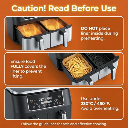 Roe Tenpo Air Fryer Liners, 100Pcs Disposable Baking Parchment Paper, Non-Stick & Greaseproof, Air Fryer Accessories for Ninj