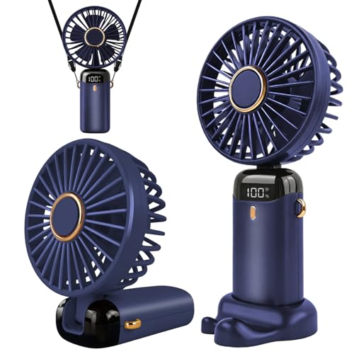 Jsdoin Hand Held Fan,Portable Handheld USB Rechargeable Fans with 5 Speeds,Battery Operated Mini Fan Foldable Desk Desktop Fa