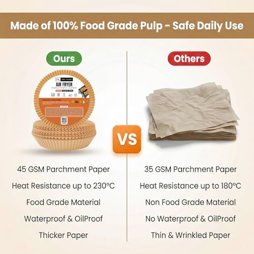 Roe Tenpo Air Fryer Liners, 100Pcs Disposable Baking Parchment Paper, Non-Stick & Greaseproof, Air Fryer Accessories for Ninj