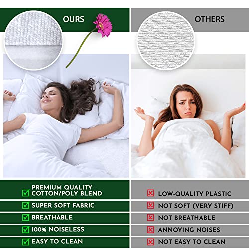 Caroline Shatuik Waterproof Mattress Protector Single,30cm Extra Deep Stretch Skirt Non-Noisy Terry Top Single Mattress Cover
