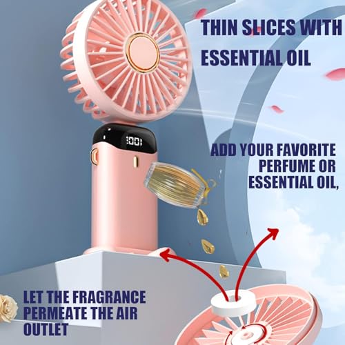 Jsdoin Hand Held Fan,Portable Handheld USB Rechargeable Fans with 5 Speeds,Battery Operated Mini Fan Foldable Desk Desktop Fa