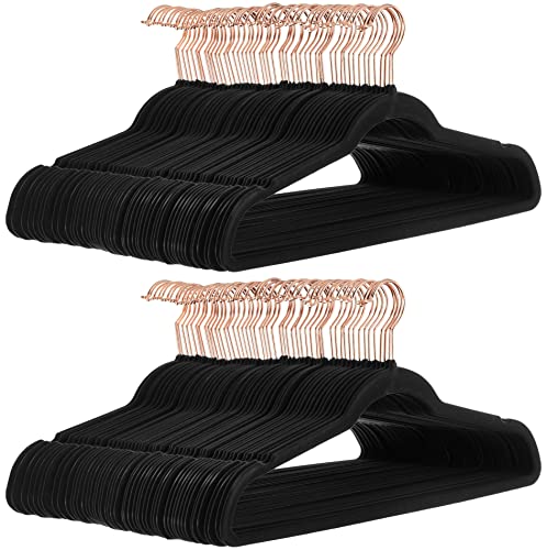 Amazon Basics Slim Velvet Non-Slip Suit Hangers - 30-Pack, Black/Silver