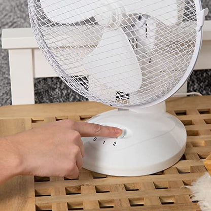 Russell Hobbs 16" Inch, Lightweight, Pedestal Fan, 3 Speeds, Wide-Angled Oscillation, Powerful Airflow, Adjustable Height, Wh