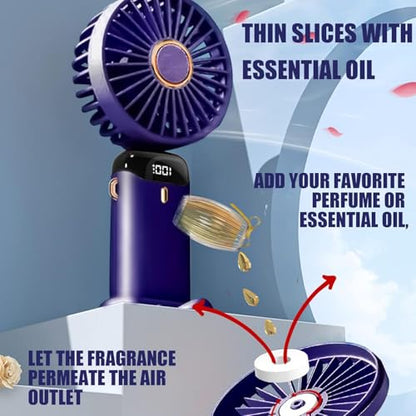 Jsdoin Hand Held Fan,Portable Handheld USB Rechargeable Fans with 5 Speeds,Battery Operated Mini Fan Foldable Desk Desktop Fa