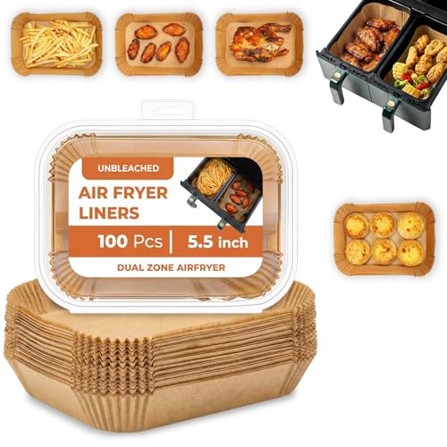Roe Tenpo Air Fryer Liners, 100Pcs Disposable Baking Parchment Paper, Non-Stick & Greaseproof, Air Fryer Accessories for Ninj