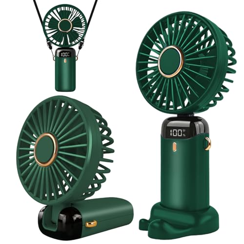 Jsdoin Hand Held Fan,Portable Handheld USB Rechargeable Fans with 5 Speeds,Battery Operated Mini Fan Foldable Desk Desktop Fa