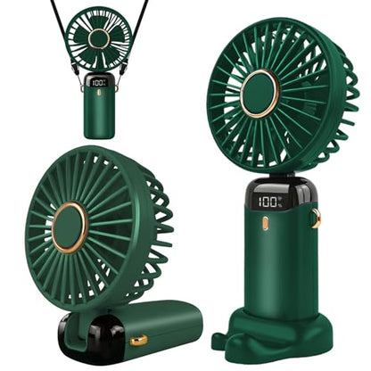 Jsdoin Hand Held Fan,Portable Handheld USB Rechargeable Fans with 5 Speeds,Battery Operated Mini Fan Foldable Desk Desktop Fa