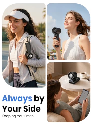 Handheld Fan Rechargeable with LED Display & Clip, 1-199 Speed | 3-in-1 Hand/Neck/Desk Fan, 24ft/s Powerful Airflow, 3600mAh 