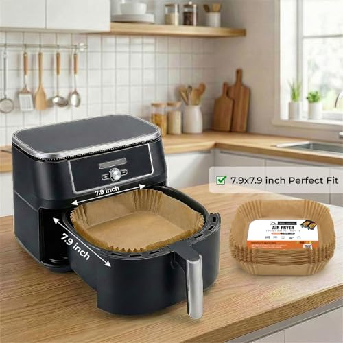 Roe Tenpo Air Fryer Liners, 100Pcs Disposable Baking Parchment Paper, Non-Stick & Greaseproof, Air Fryer Accessories for Ninj