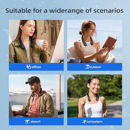 Jsdoin Portable Neck Fan, Neck Fans USB Rechargeable, 5 Speed Hanging Bladeless Fan,360 Degrees Airflow Neck Fans for Men Wom