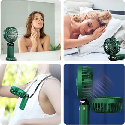 Jsdoin Hand Held Fan,Portable Handheld USB Rechargeable Fans with 5 Speeds,Battery Operated Mini Fan Foldable Desk Desktop Fa