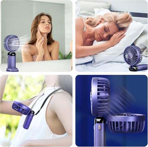 Jsdoin Hand Held Fan,Portable Handheld USB Rechargeable Fans with 5 Speeds,Battery Operated Mini Fan Foldable Desk Desktop Fa