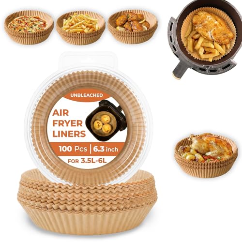 Roe Tenpo Air Fryer Liners, 100Pcs Disposable Baking Parchment Paper, Non-Stick & Greaseproof, Air Fryer Accessories for Ninj