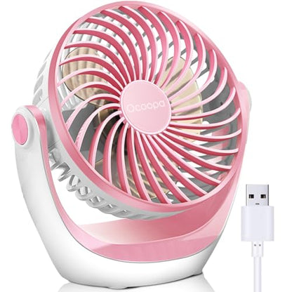 OCOOPA USB Desk Table Fan with Strong Airflow & Quiet Operation, Portable Cooling Fan Speed Adjustable 360°Rotatable Head for