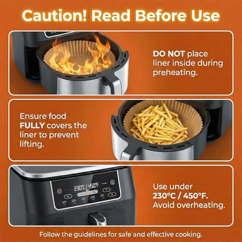 Roe Tenpo Air Fryer Liners, 100Pcs Disposable Baking Parchment Paper, Non-Stick & Greaseproof, Air Fryer Accessories for Ninj