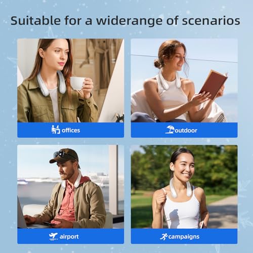 Jsdoin Portable Neck Fan, Neck Fans USB Rechargeable, 5 Speed Hanging Bladeless Fan,360 Degrees Airflow Neck Fans for Men Wom