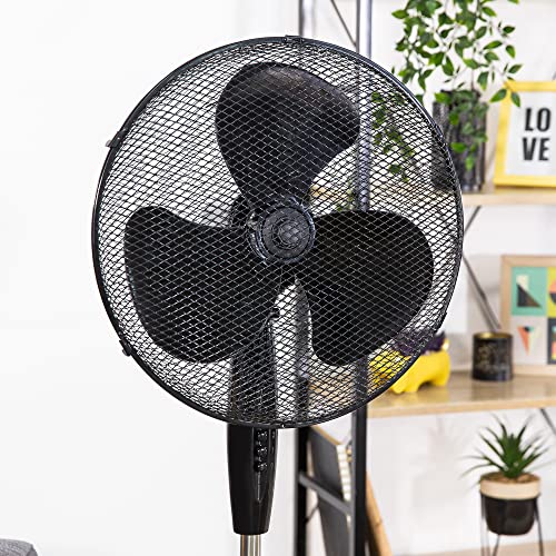 Zanussi 16" Inch, Lightweight, Pedestal Fan, 3 Speeds, Wide-Angled Oscillation, Powerful Airflow, Adjustable Height, Black - 