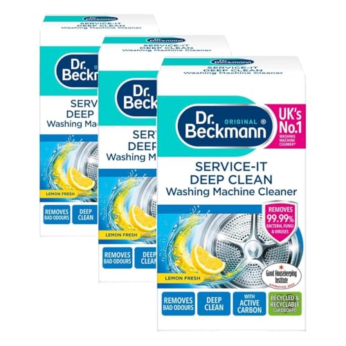 Dr. Beckmann Service-it Deep Clean Washing Machine Cleaner, 250g | Lemon Fresh scent, Removes 99.99% of bacteria, fungi & vir