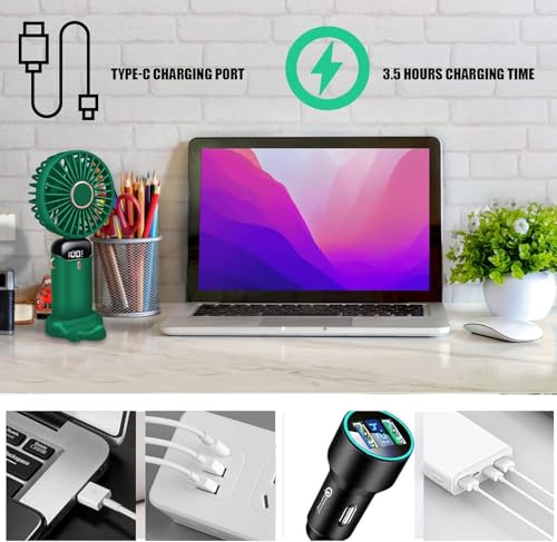 Jsdoin Hand Held Fan,Portable Handheld USB Rechargeable Fans with 5 Speeds,Battery Operated Mini Fan Foldable Desk Desktop Fa