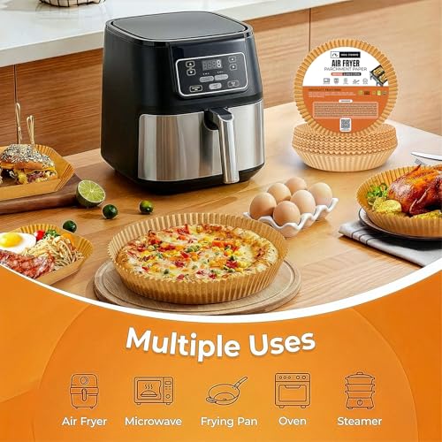 Roe Tenpo Air Fryer Liners, 100Pcs Disposable Baking Parchment Paper, Non-Stick & Greaseproof, Air Fryer Accessories for Ninj