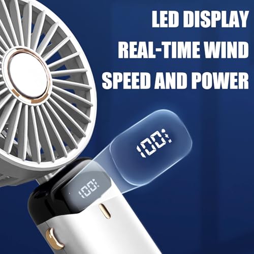 Jsdoin Hand Held Fan,Portable Handheld USB Rechargeable Fans with 5 Speeds,Battery Operated Mini Fan Foldable Desk Desktop Fa