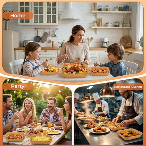 Roe Tenpo Air Fryer Liners, 100Pcs Disposable Baking Parchment Paper, Non-Stick & Greaseproof, Air Fryer Accessories for Ninj