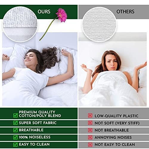 Caroline Shatuik Waterproof Mattress Protector Single,30cm Extra Deep Stretch Skirt Non-Noisy Terry Top Single Mattress Cover