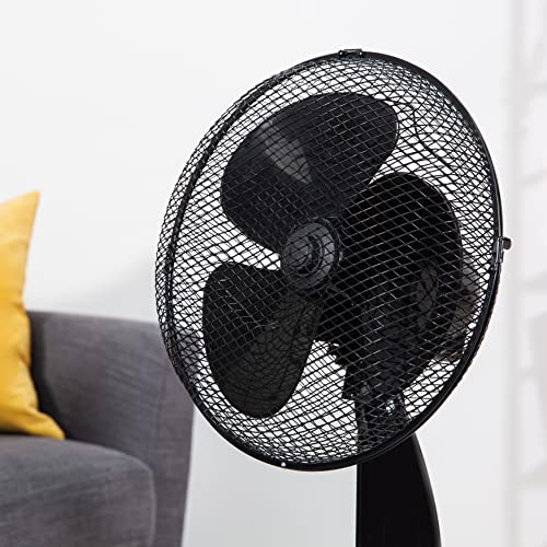 Zanussi 16" Inch, Lightweight, Pedestal Fan, 3 Speeds, Wide-Angled Oscillation, Powerful Airflow, Adjustable Height, Black - 