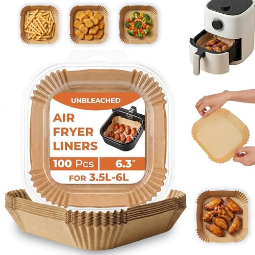 Roe Tenpo Air Fryer Liners, 100Pcs Disposable Baking Parchment Paper, Non-Stick & Greaseproof, Air Fryer Accessories for Ninj