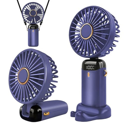 Jsdoin Hand Held Fan,Portable Handheld USB Rechargeable Fans with 5 Speeds,Battery Operated Mini Fan Foldable Desk Desktop Fa