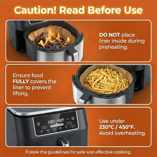 Roe Tenpo Air Fryer Liners, 100Pcs Disposable Baking Parchment Paper, Non-Stick & Greaseproof, Air Fryer Accessories for Ninj