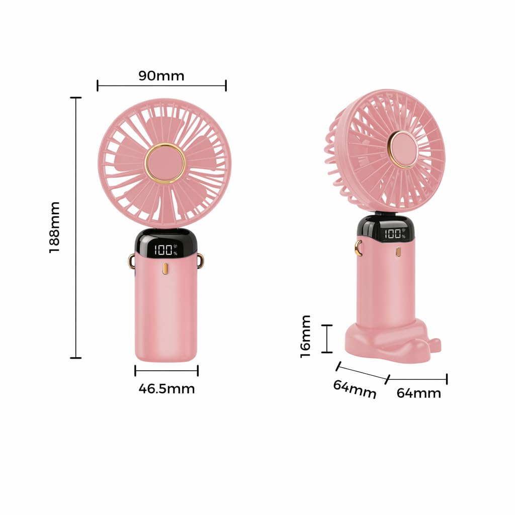 Jsdoin Hand Held Fan,Portable Handheld USB Rechargeable Fans with 5 Speeds,Battery Operated Mini Fan Foldable Desk Desktop Fa