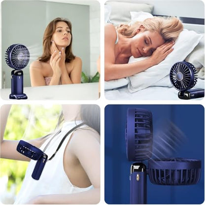 Jsdoin Hand Held Fan,Portable Handheld USB Rechargeable Fans with 5 Speeds,Battery Operated Mini Fan Foldable Desk Desktop Fa