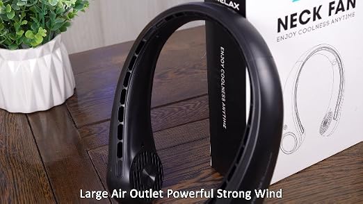 Morelax Neck Fan, Portable Neck Fan,Hands Free Bladeless Mini Fan with 360°Cooling Airflow, 3 Speeds Adjustable,Ultra Quiet W