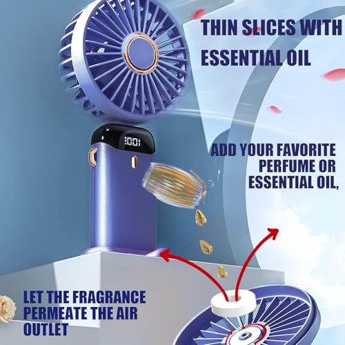 Jsdoin Hand Held Fan,Portable Handheld USB Rechargeable Fans with 5 Speeds,Battery Operated Mini Fan Foldable Desk Desktop Fa