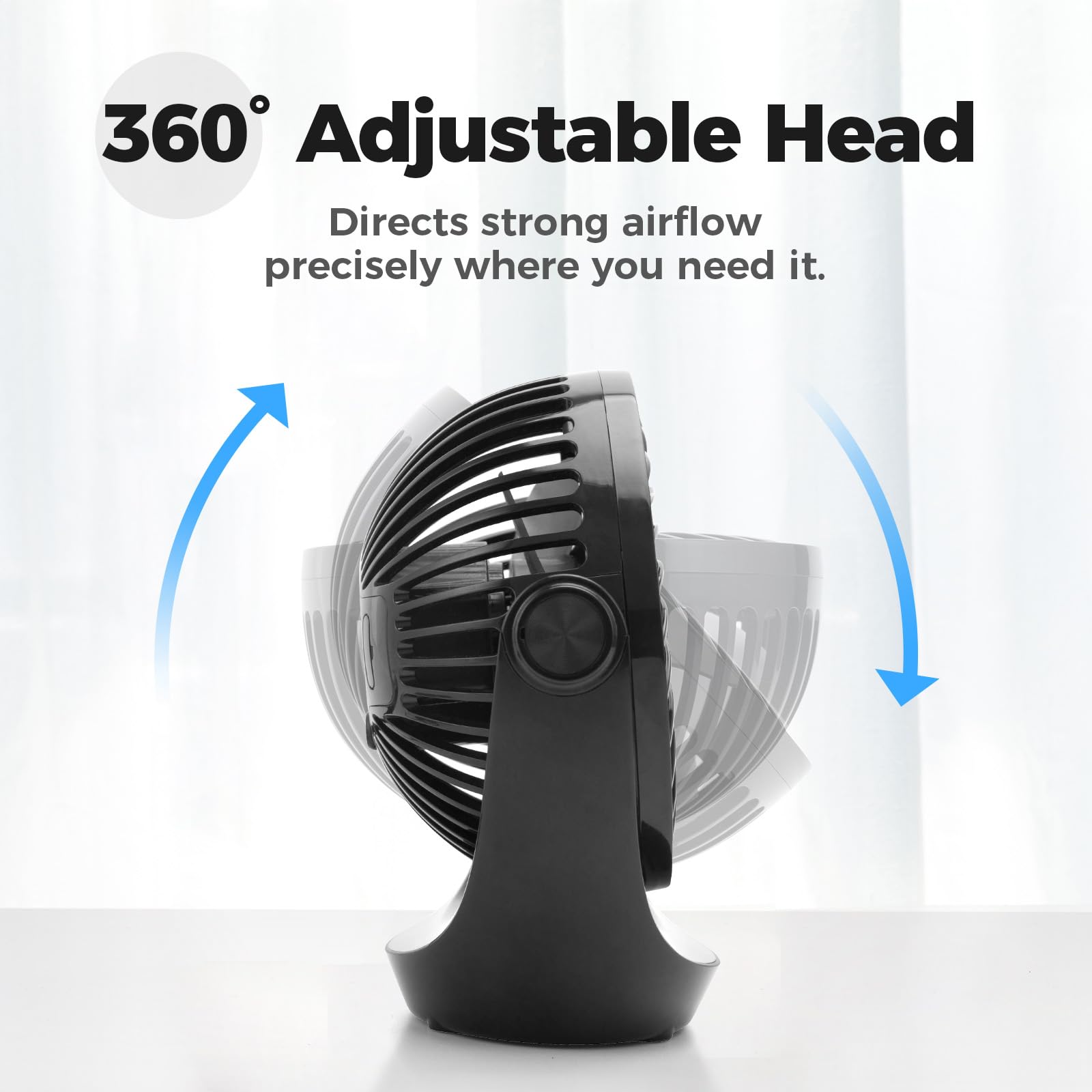 OCOOPA USB Desk Table Fan with Strong Airflow & Quiet Operation, Portable Cooling Fan Speed Adjustable 360°Rotatable Head for