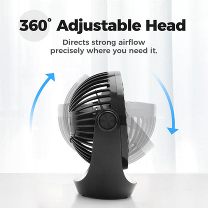 OCOOPA USB Desk Table Fan with Strong Airflow & Quiet Operation, Portable Cooling Fan Speed Adjustable 360°Rotatable Head for