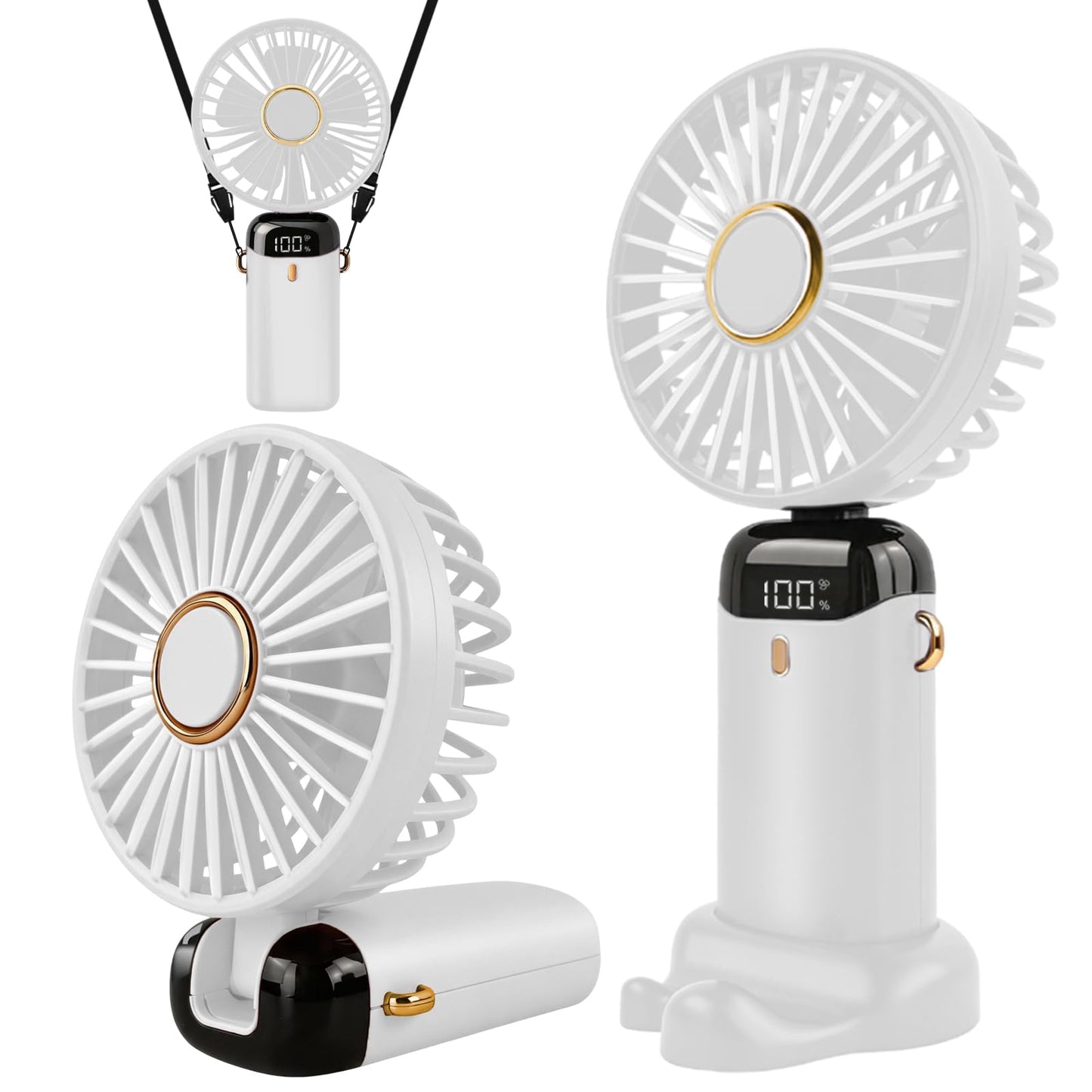 Jsdoin Hand Held Fan,Portable Handheld USB Rechargeable Fans with 5 Speeds,Battery Operated Mini Fan Foldable Desk Desktop Fa