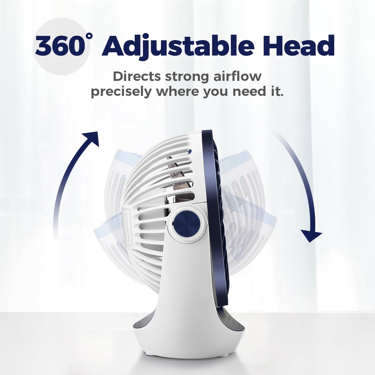 OCOOPA USB Desk Table Fan with Strong Airflow & Quiet Operation, Portable Cooling Fan Speed Adjustable 360°Rotatable Head for