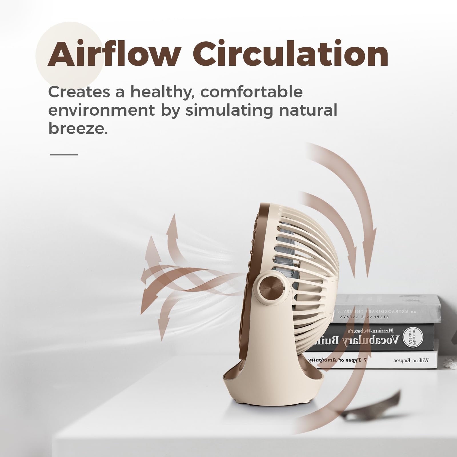 OCOOPA USB Desk Table Fan with Strong Airflow & Quiet Operation, Portable Cooling Fan Speed Adjustable 360°Rotatable Head for