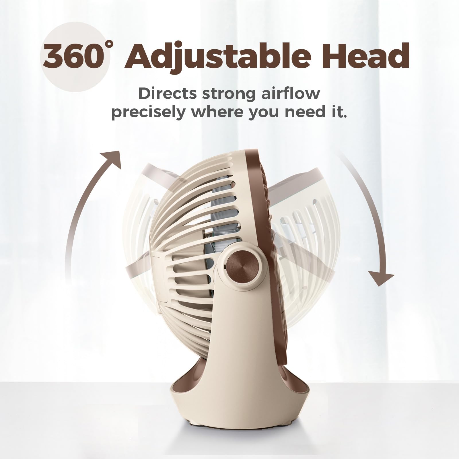 OCOOPA USB Desk Table Fan with Strong Airflow & Quiet Operation, Portable Cooling Fan Speed Adjustable 360°Rotatable Head for