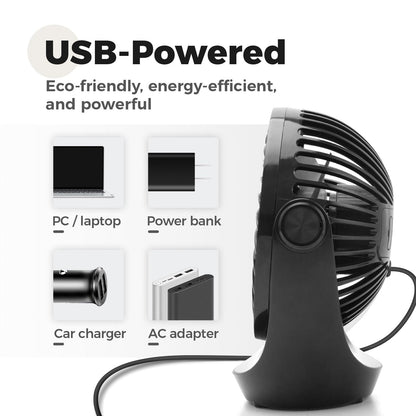 OCOOPA USB Desk Table Fan with Strong Airflow & Quiet Operation, Portable Cooling Fan Speed Adjustable 360°Rotatable Head for