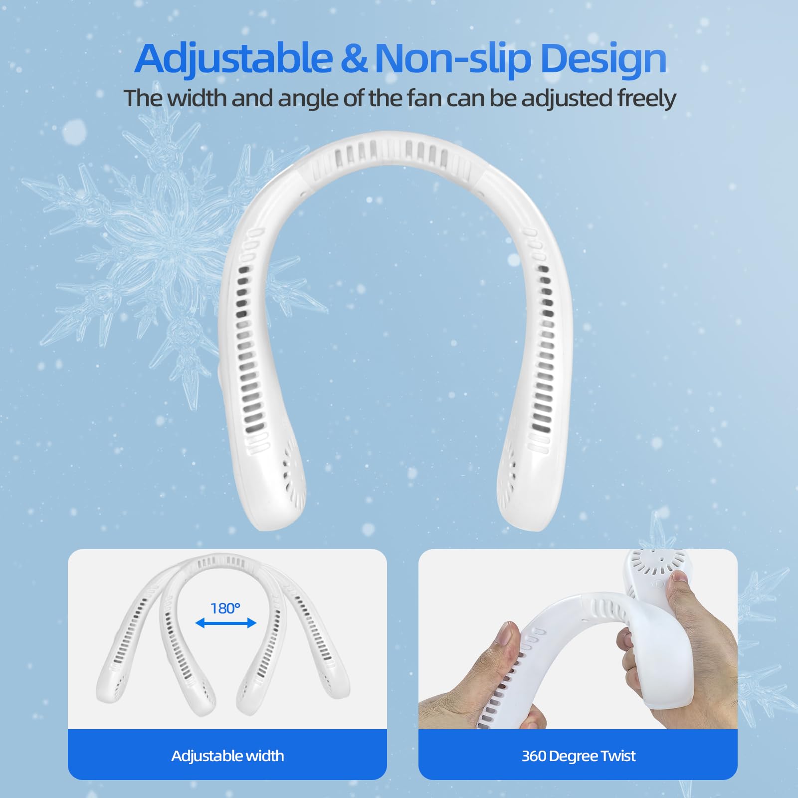 Jsdoin Portable Neck Fan, Neck Fans USB Rechargeable, 5 Speed Hanging Bladeless Fan,360 Degrees Airflow Neck Fans for Men Wom