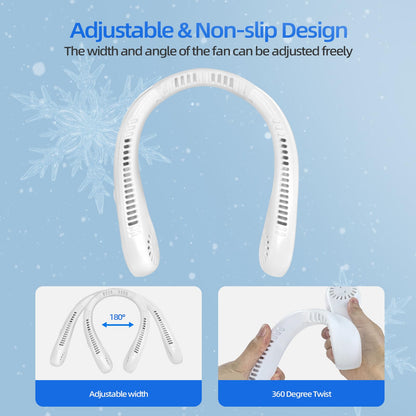 Jsdoin Portable Neck Fan, Neck Fans USB Rechargeable, 5 Speed Hanging Bladeless Fan,360 Degrees Airflow Neck Fans for Men Wom